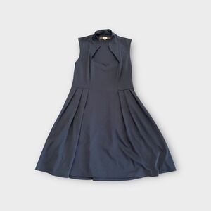 Eva Franco Anthropologie Women Fit & Flare Dress Sleeveless Pleated Black Medium